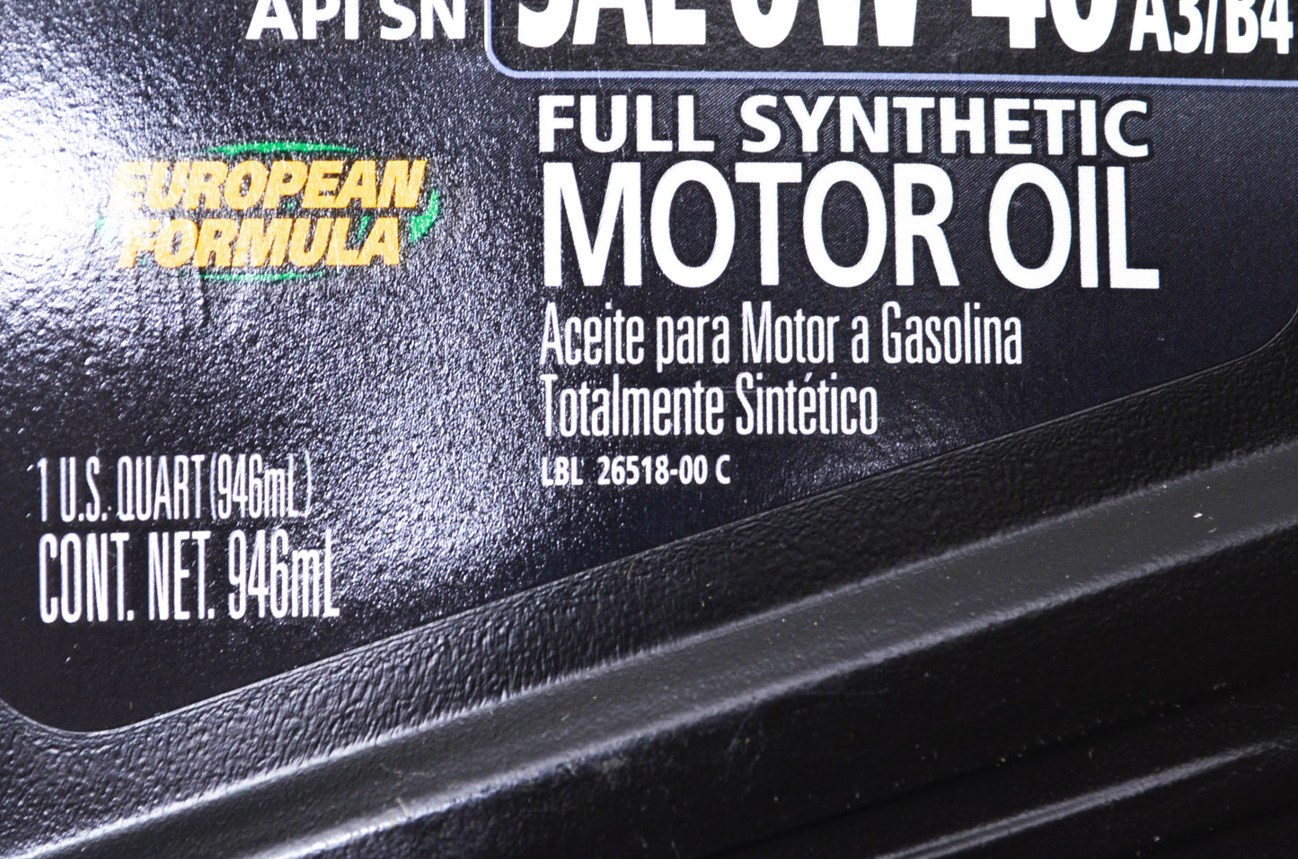 New Castrol SAE 0W-40 A3/B4 Full Synthetic Motor Oil European Formula 1 Quart NO