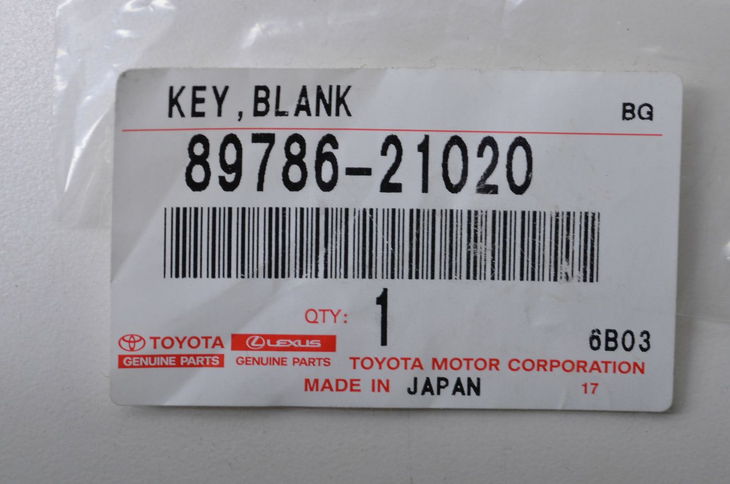 New OEM Toyota/Scion Blank Key NOS