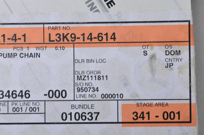 OEM Mazda L3K9-14-614 Oil Pump Chain Guide NOS