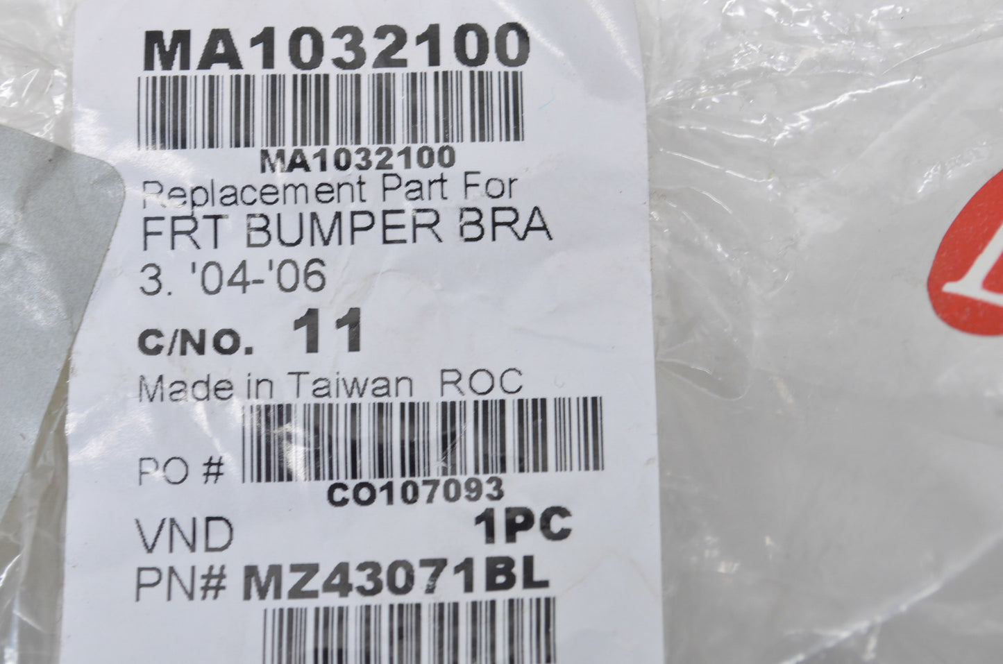 OEM Mazda MA1032100 Driver Side Bumper Bracket NOS