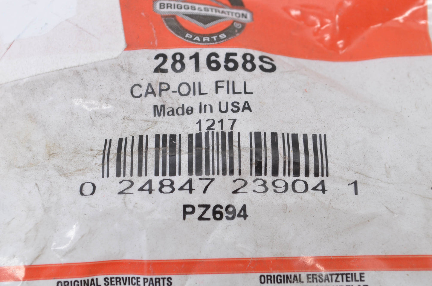 New OEM Briggs & Stratton 281658S Oil Fill Cap NOS