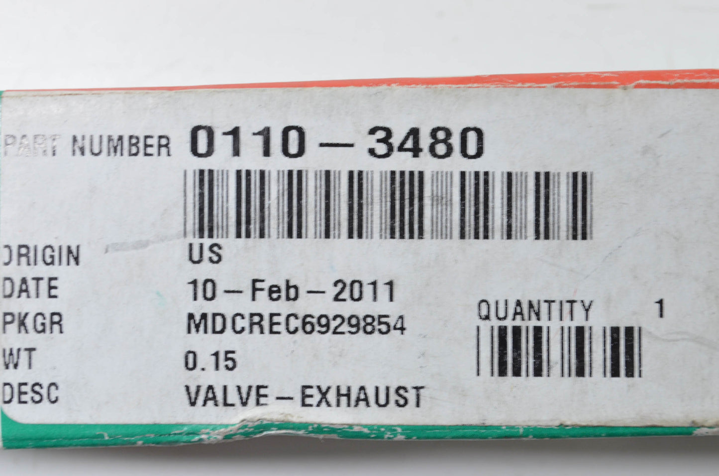Onan 0110-3480 Exhaust Valve NOS