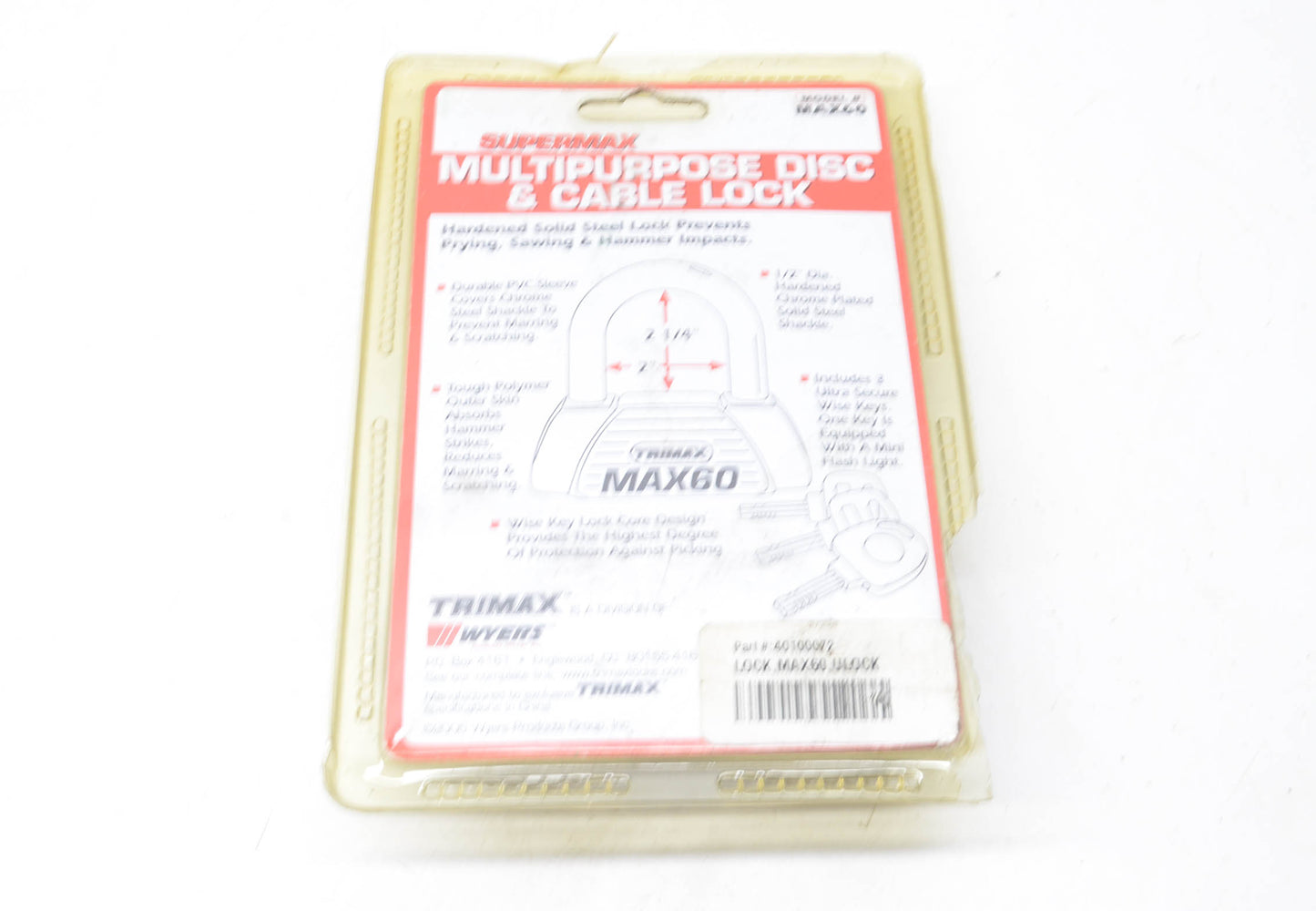 New Trimax MAX60 Multipurpose Disc & Cable Lock NOS
