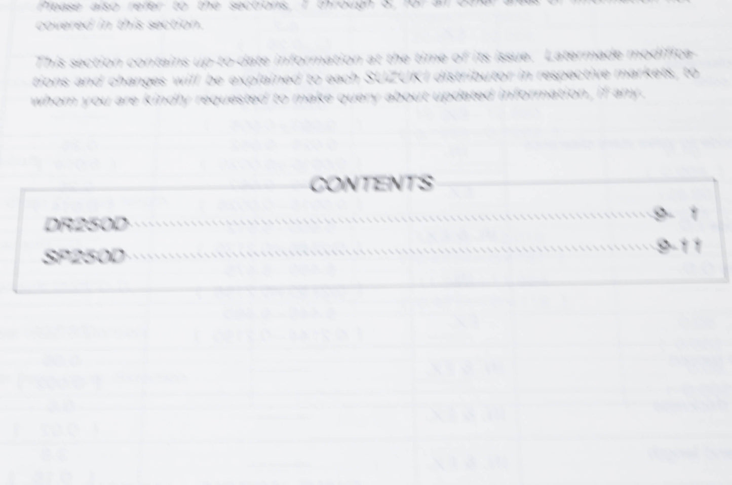 OEM Suzuki DR/SP250D Supplementary Service Manual