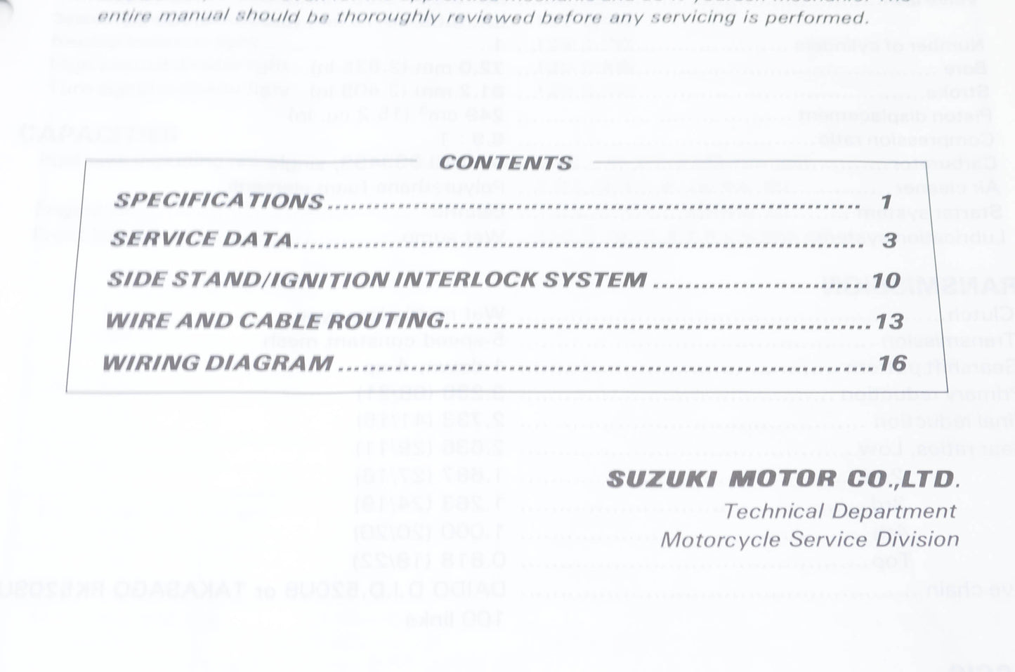 OEM Suzuki 99501-32040-03E GN250 Supplemeantary Service Manual NOS
