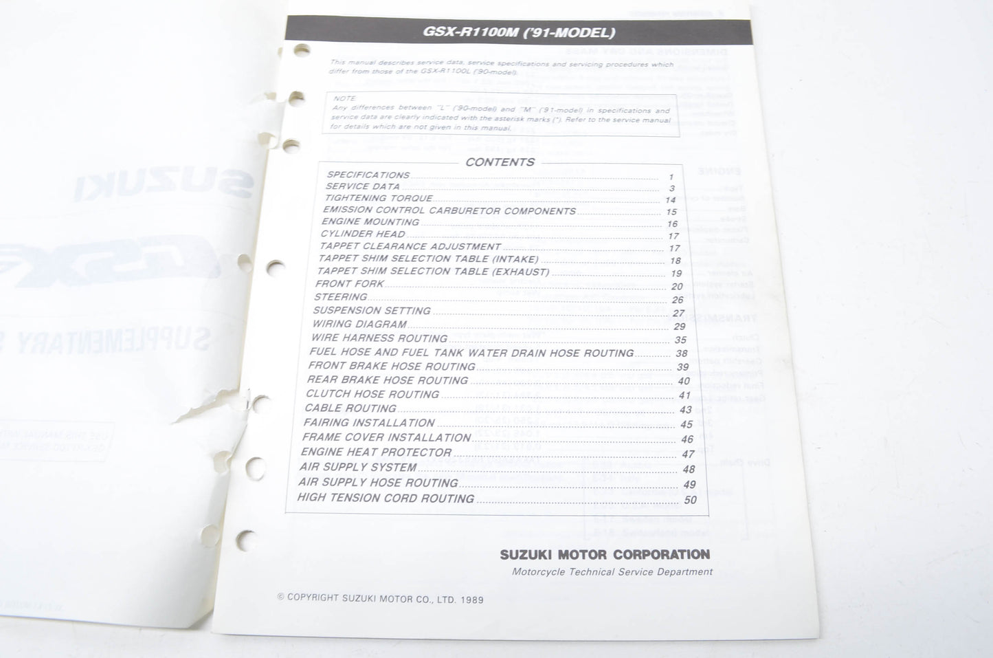OEM Suzuki 99501-39170-03E GSXR1100 Supplemntary Service Manual