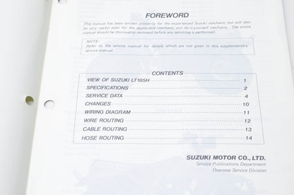 OEM Suzuki 99501-41120-01E LT185 Supplemental Service Manual