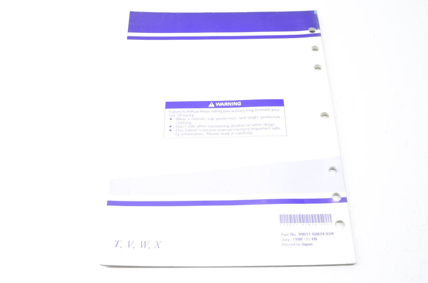 OEM Suzuki 99011-02B74-03A Owner's Manual RM80X 1998