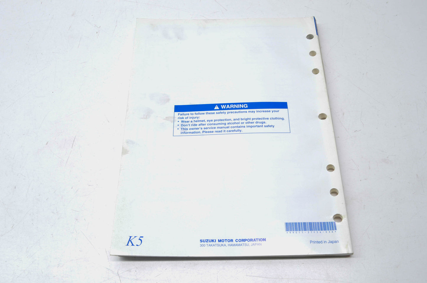 OEM Suzuki 99011-37F54-03A Owner's & Service Manual RM250K5 20