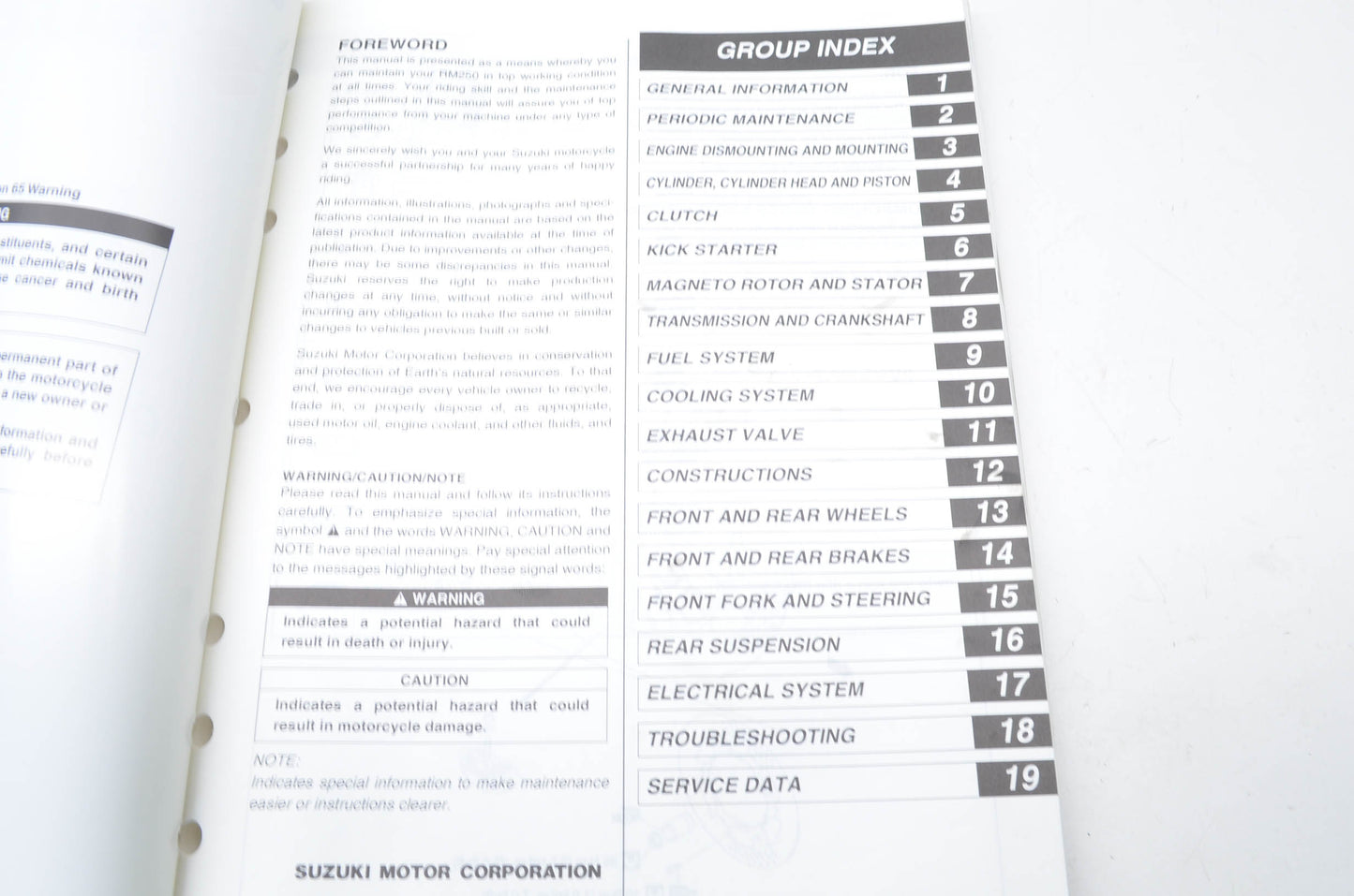 OEM Suzuki 99011-37F54-03A Owner's & Service Manual RM250K5 20