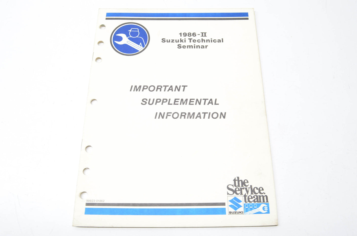 OEM Suzuki 99923-01862 1986-II Technical Seminar Important Supplemental Informat