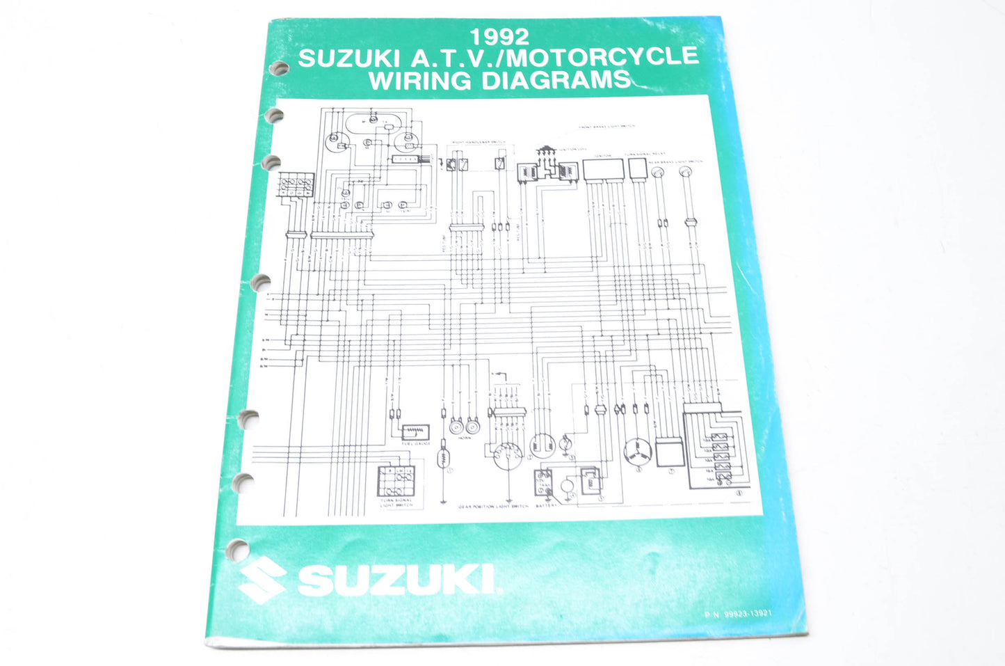 OEM Suzuki 99923-13921 1992 ATV/Motorcycle Wiring Diagram Manual