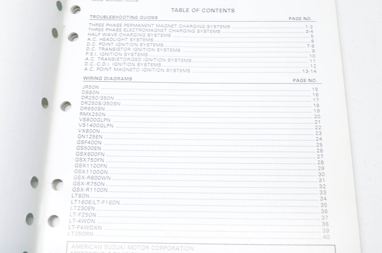 OEM Suzuki 99923-13921 1992 ATV/Motorcycle Wiring Diagram Manual