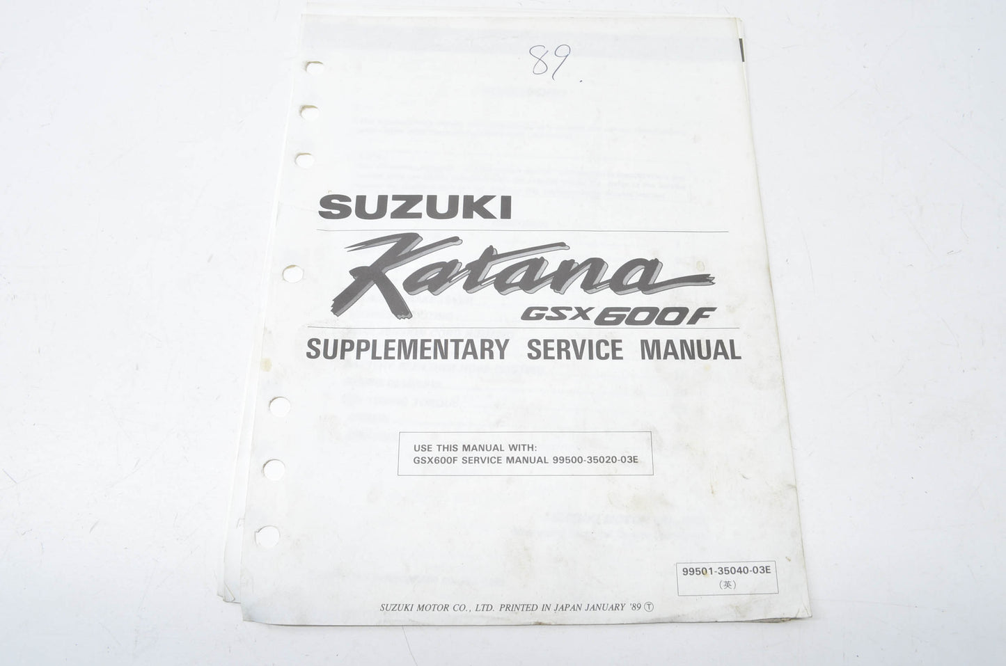 OEM Suzuki 99501-35040-03E Katana GSX600F Supplementary Service Manual