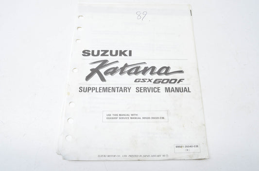 OEM Suzuki 99501-35040-03E Katana GSX600F Supplementary Service Manual
