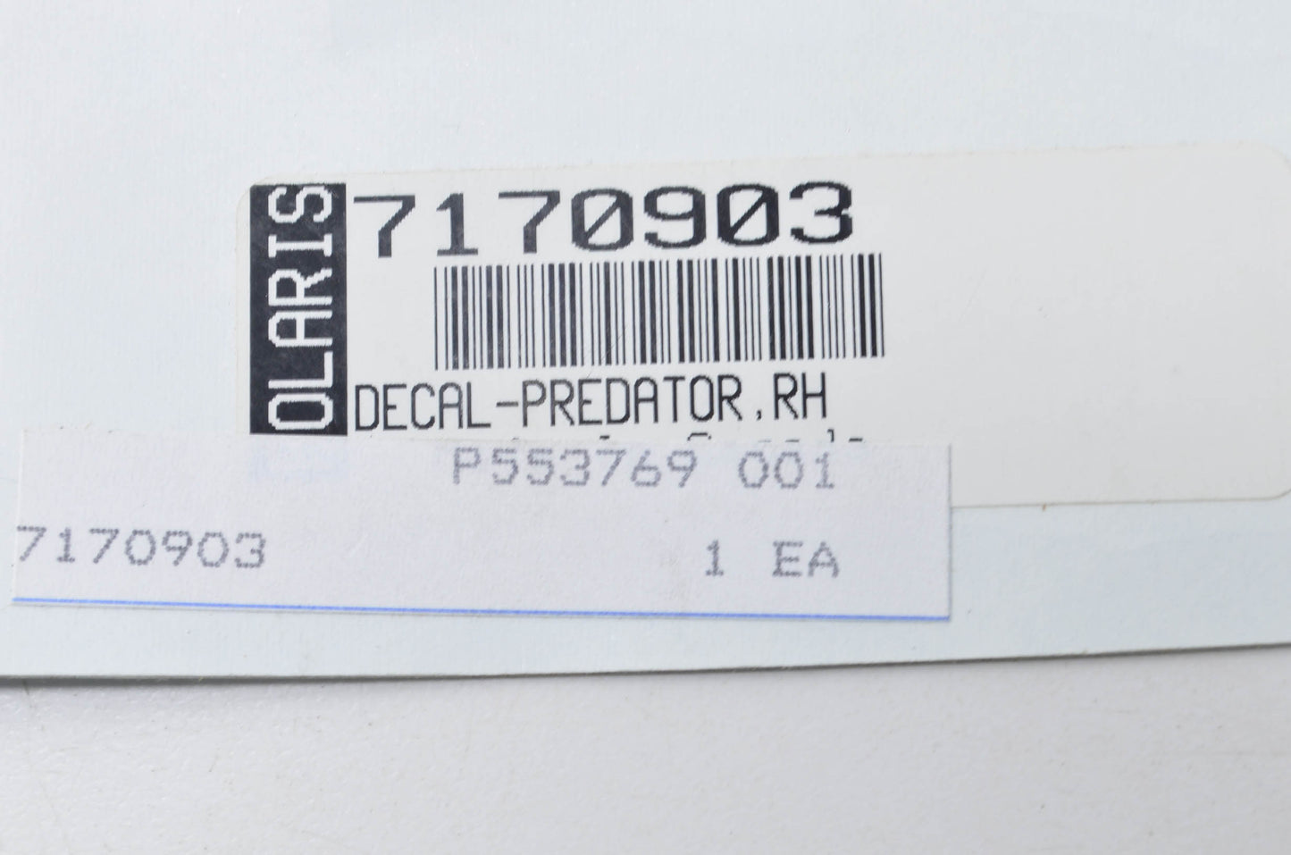 OEM Polaris 7170903 Right Predator Decal NOS