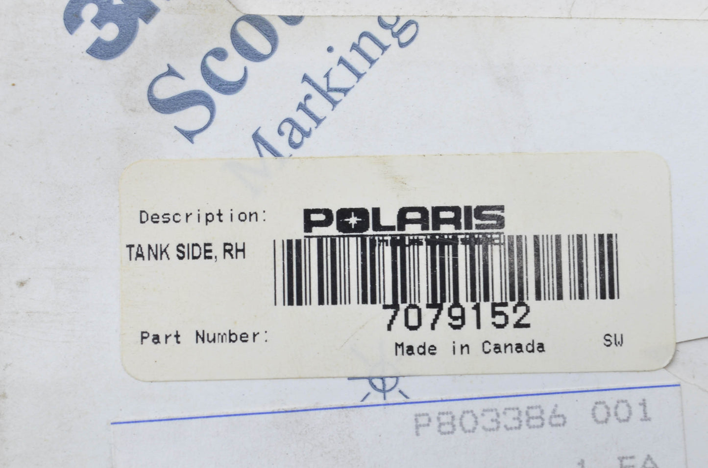 New OEM Polaris 2001 Scrambler 50 90 Right Tank Side Decal NOS