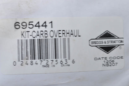 OEM Briggs & Stratton 695441 Carburetor Overhaul Kit NOS