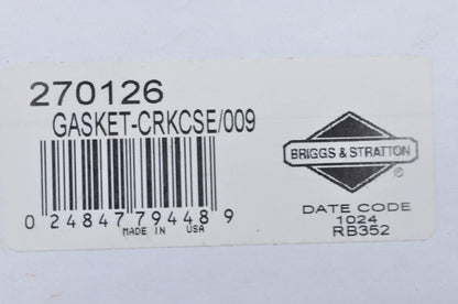 OEM Briggs & Stratton 270126 Crankcase Gasket NOS