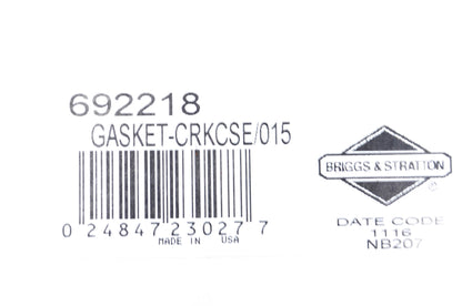 New OEM Briggs & Stratton 692218 Crankcase Gasket NOS