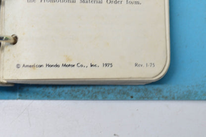 OEM Honda 1975 Motorcycle Service Specifications Manual