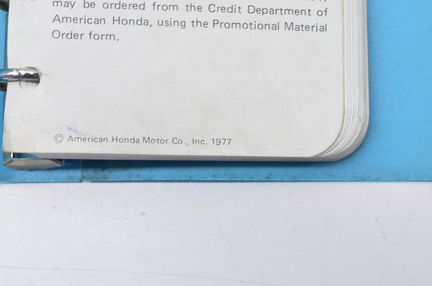 OEM Honda 1977 Motorcycle Service Specifications Manual