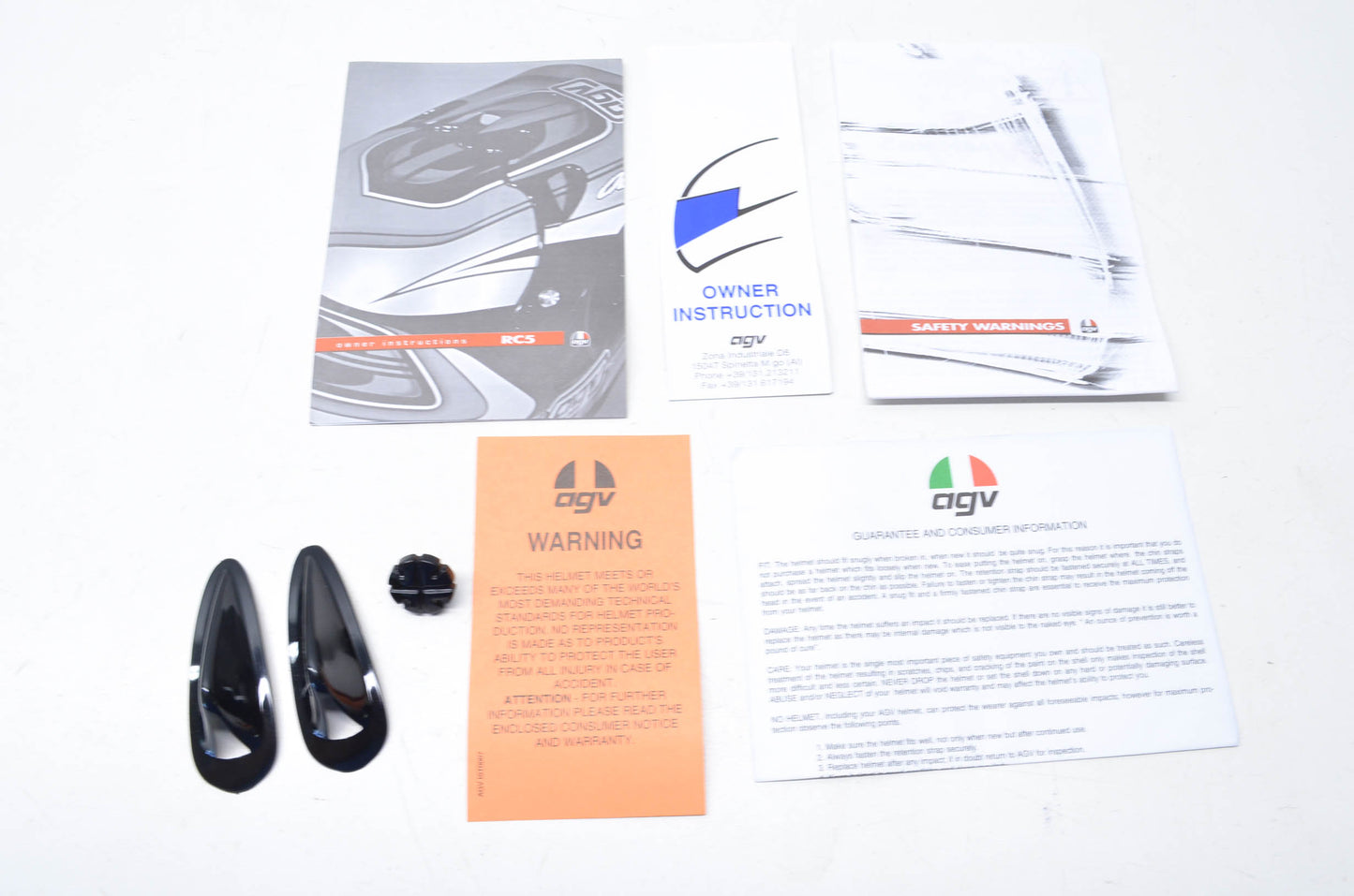 AGV RC5 Helmet Owners Manual w/ Hardware NOS