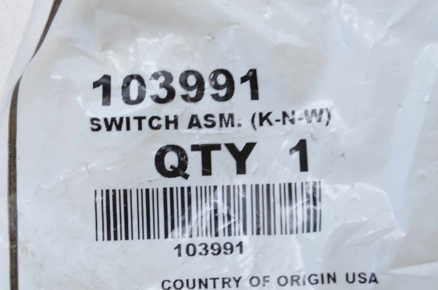 Toro 103991 Switch Assembly NOS