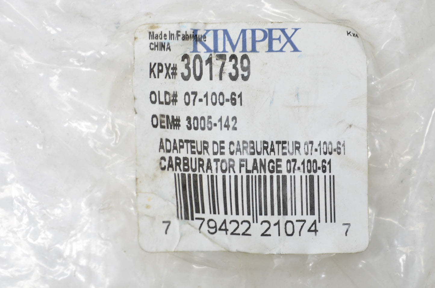 Kimpex 301739, 3005-142 Carburetor Flange NOS