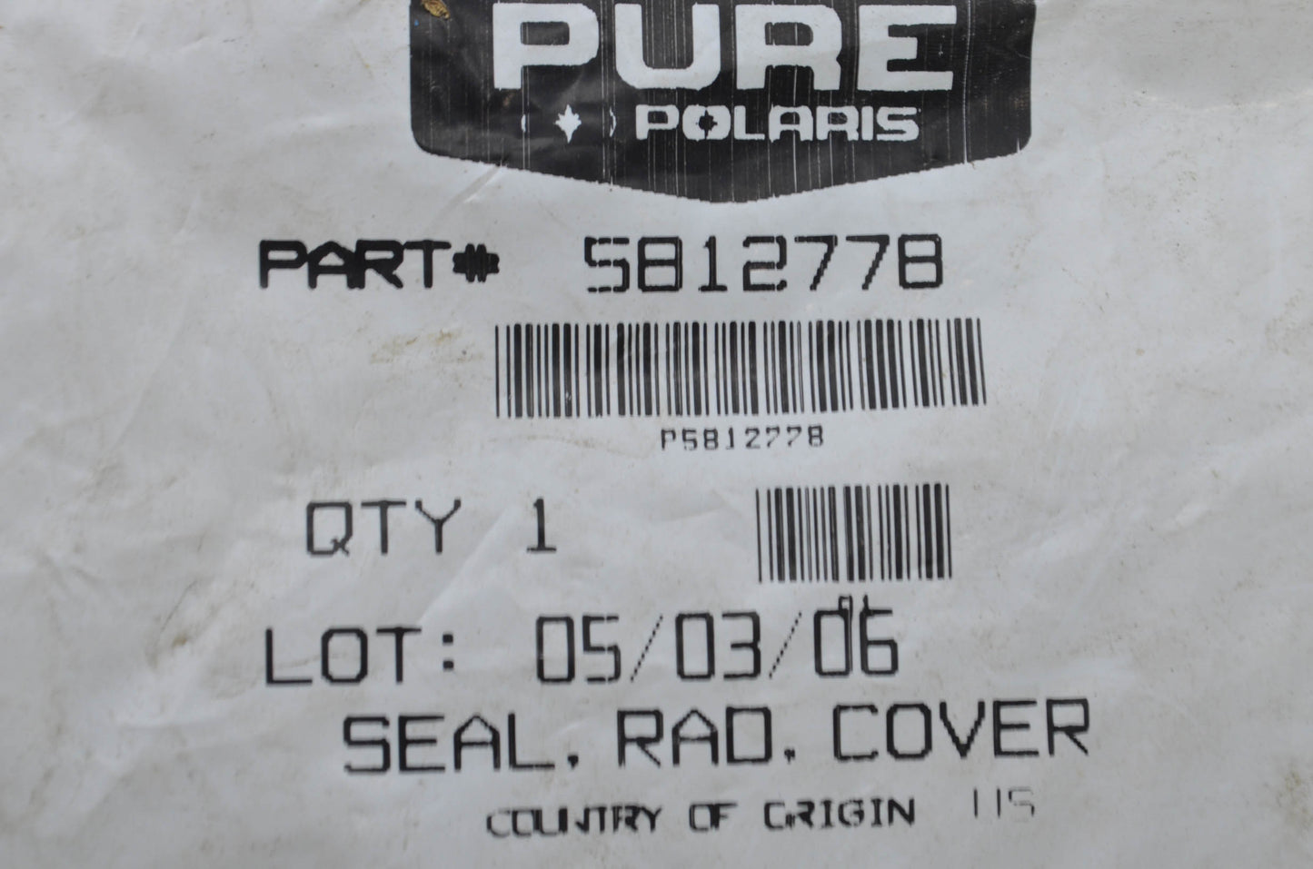New OEM Polaris 5812778 Radiator Cover Seal NOS