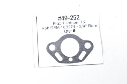 Oregon 49-252, 16B274 3/4" Bore Tillotson HK Intake Gasket NOS