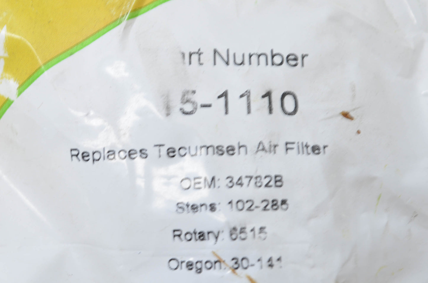 Dealer's Choice 15-1110, 34782B, 102-285 Air Filter NOS