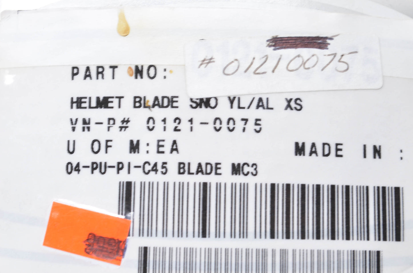 Z1R 0121-0075, 1210075 Blade Sno YL/AL XS Clear Face Shield NOS