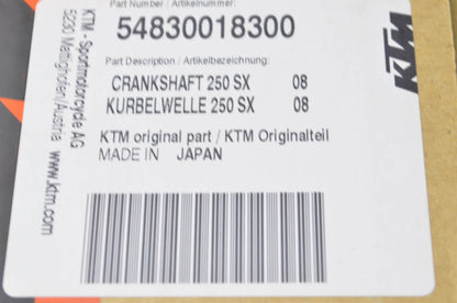 OEM KTM 54830018300, 54830018400 2008-2016 250 SX Crankshaft NOS