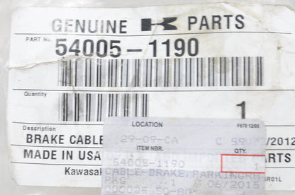 New OEM Kawasaki 54005-1190 Right Hand Parking Brake Cable NOS