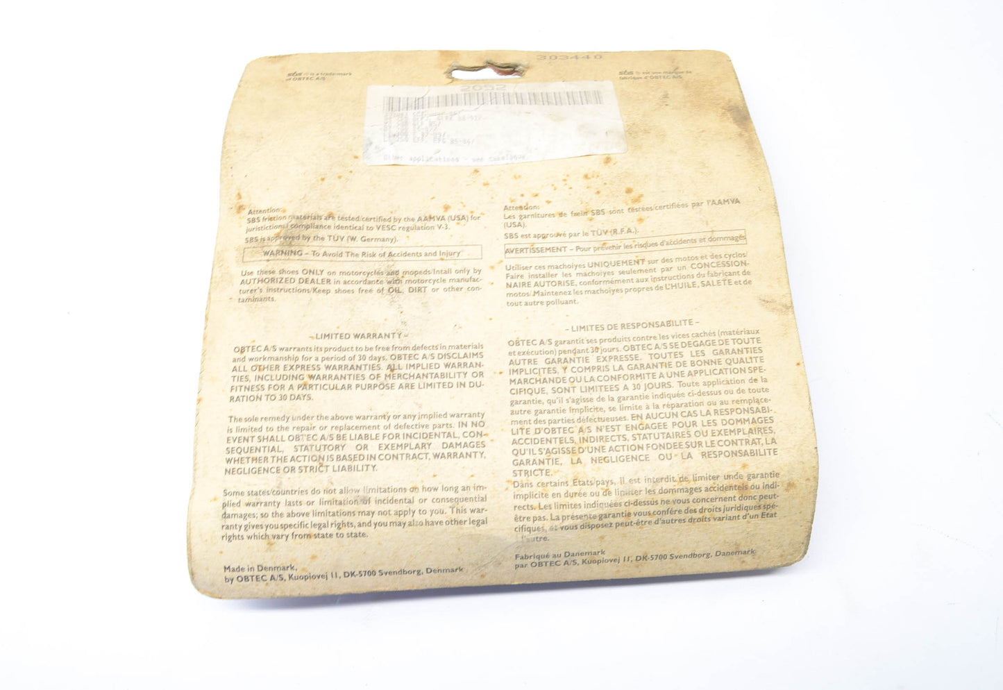 SBS 2052 Suzuki Rear Brake Pad Kit NOS