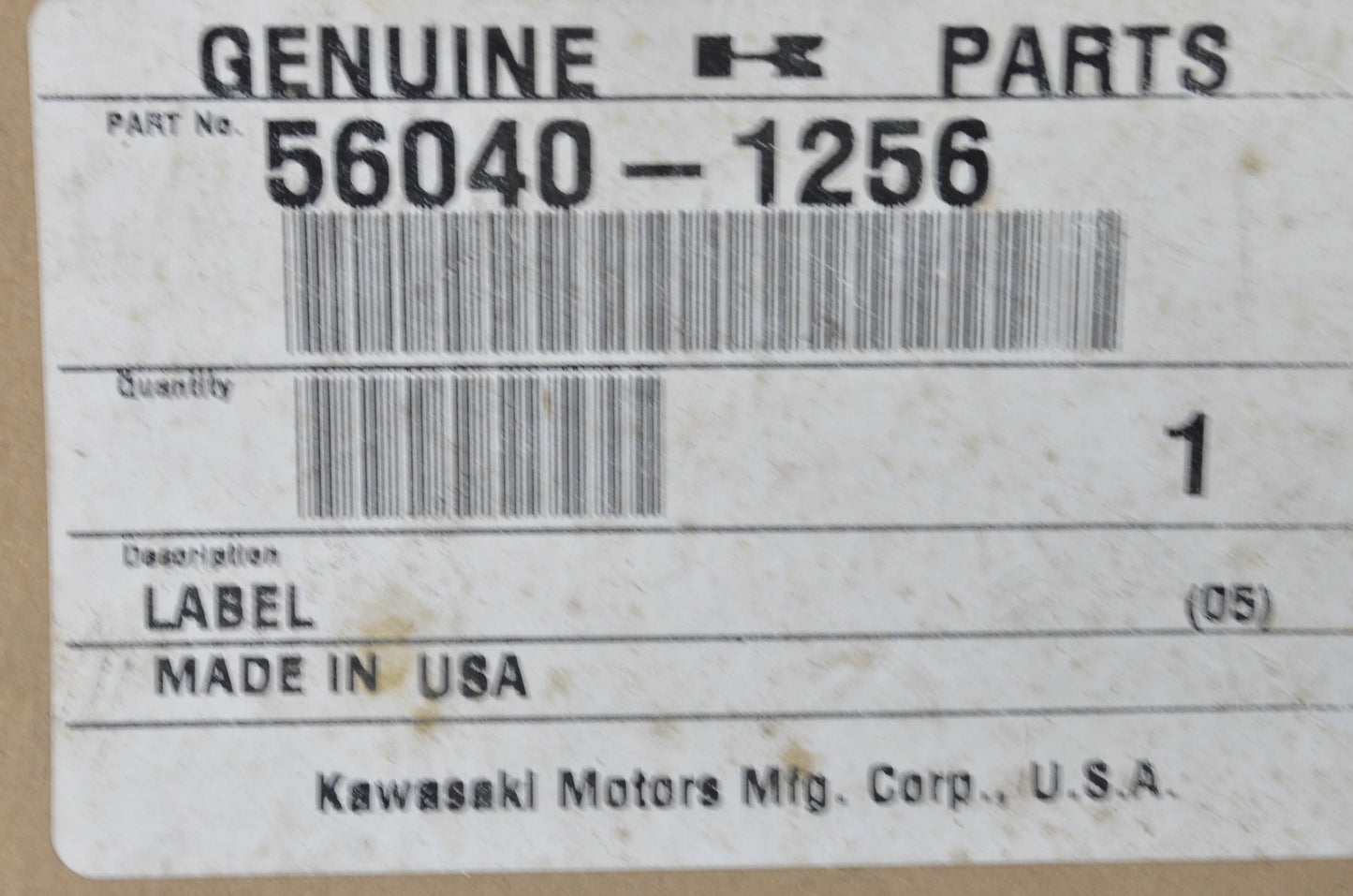 OEM Kawasaki 56040-1256 Warning Label NOS