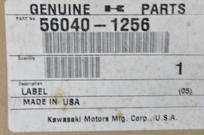 OEM Kawasaki 56040-1256 Warning Label NOS