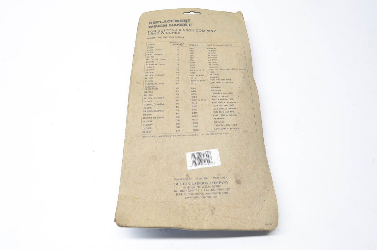 Dutton-Lainson 6307 7' 1/2' Diameter Shaft Winch Handle NOS