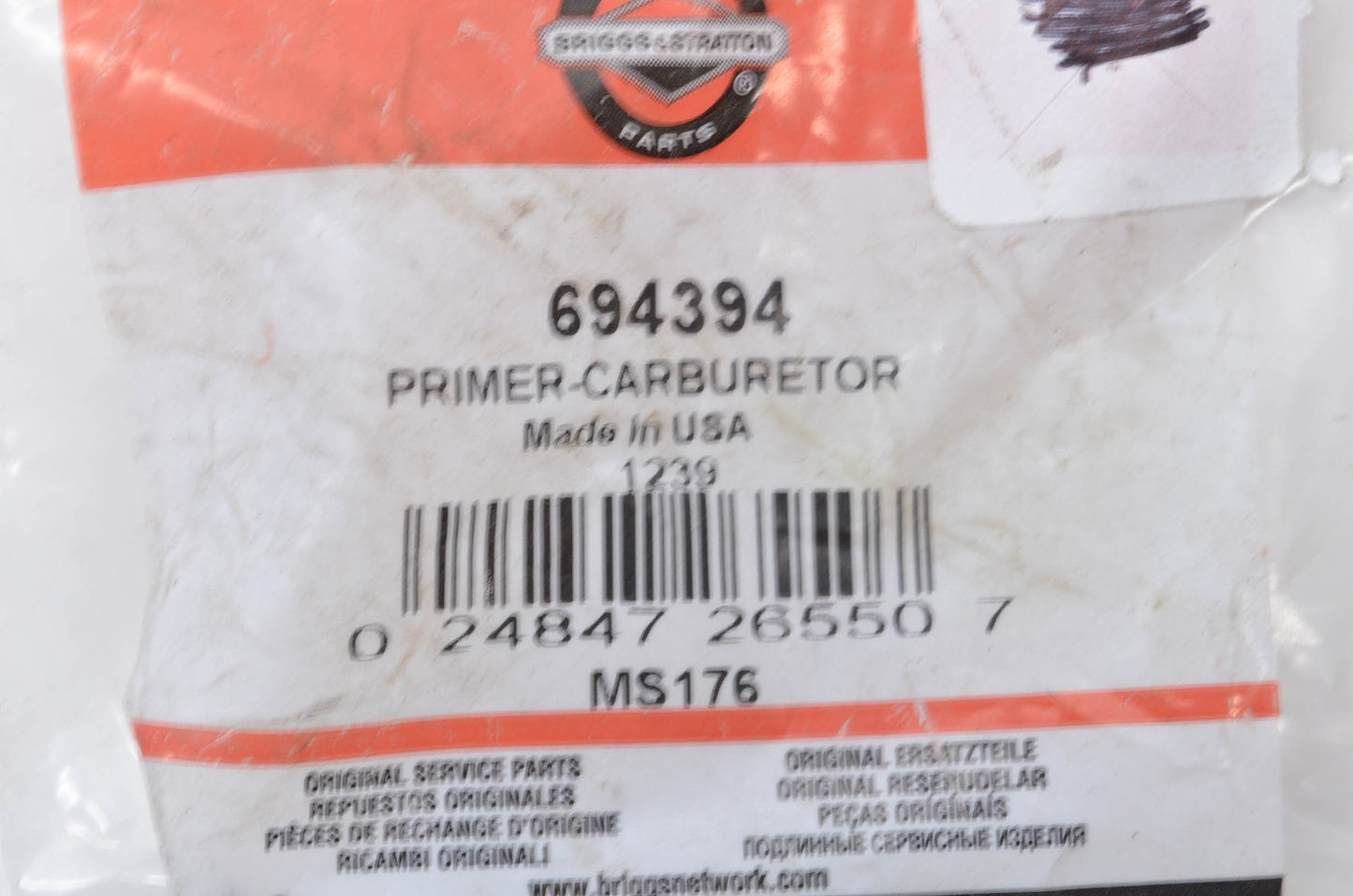 New OEM Briggs & Stratton Primer Bulb NOS