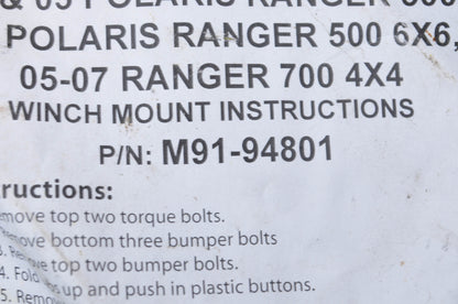 Moose Racing M91-94801 Winch Mount Kit NOS