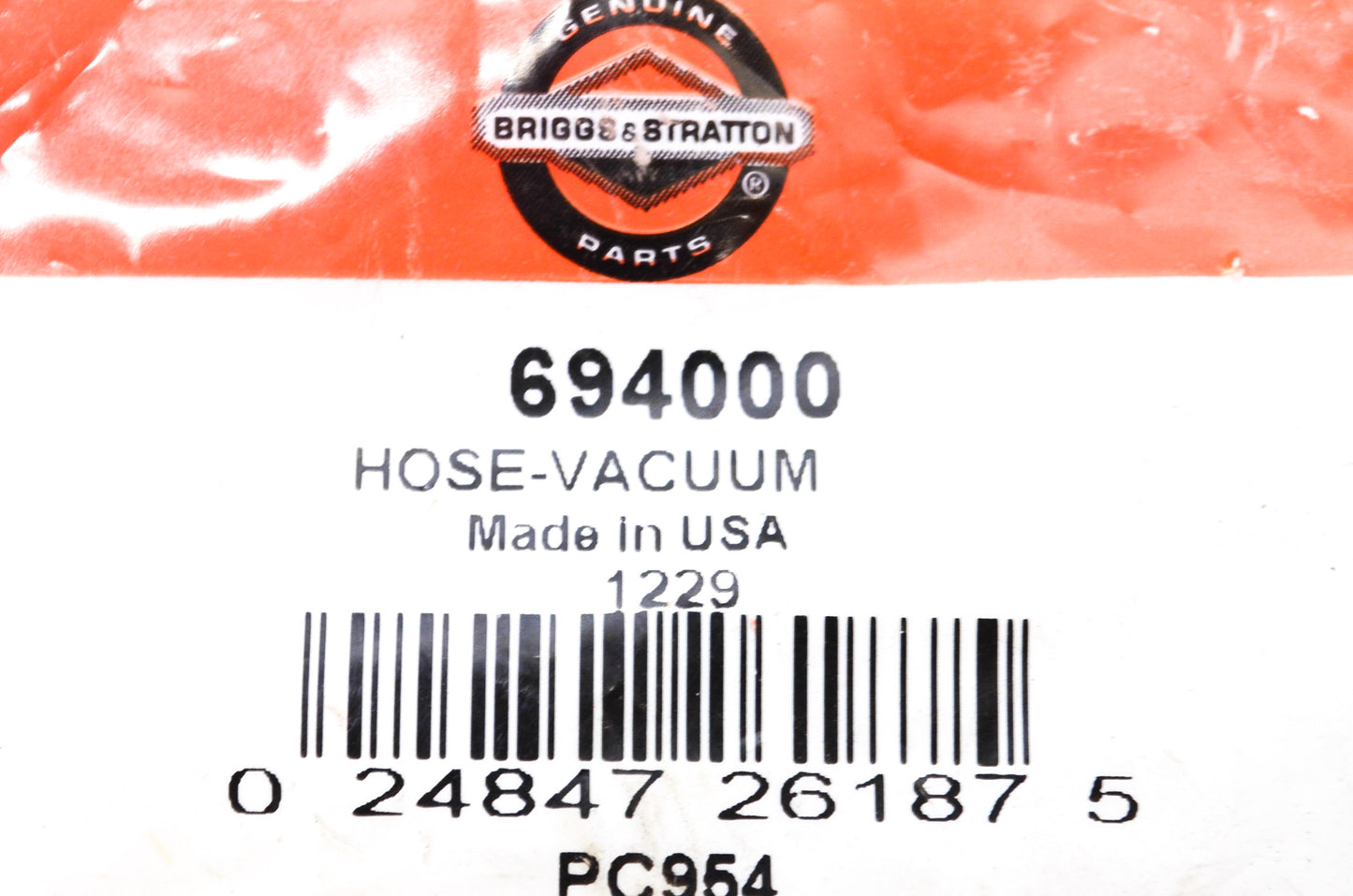 New OEM Briggs & Stratton 694000 Vacuum Hose NOS