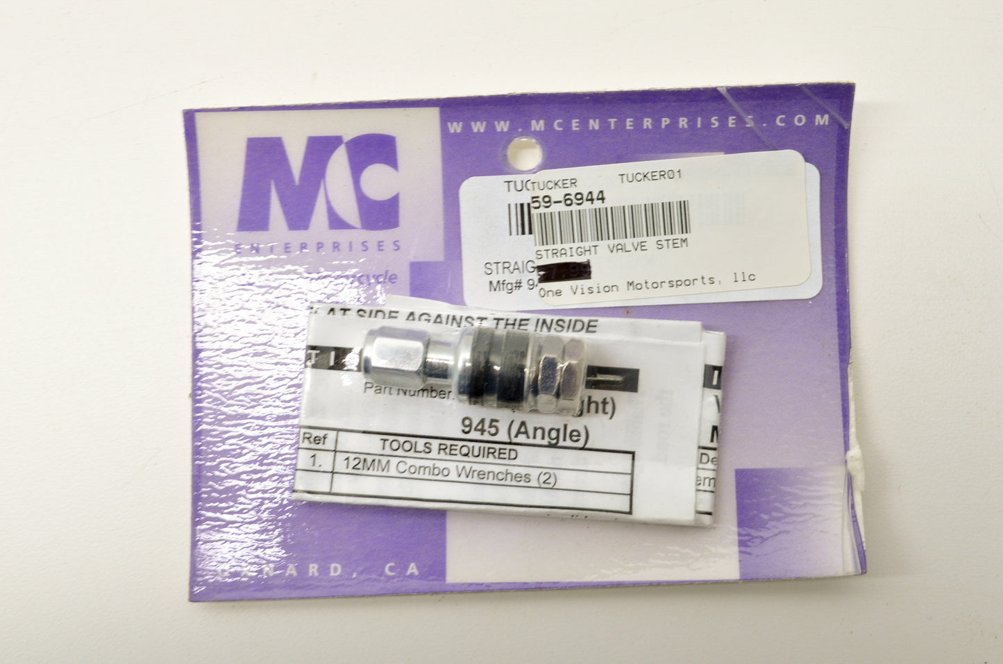 MC Enterprises 59-6944, 944 Straight Valve Stem NOS