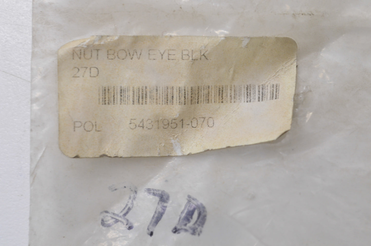 OEM Polaris 5431951-070 Black Bow Eye Nut NOS