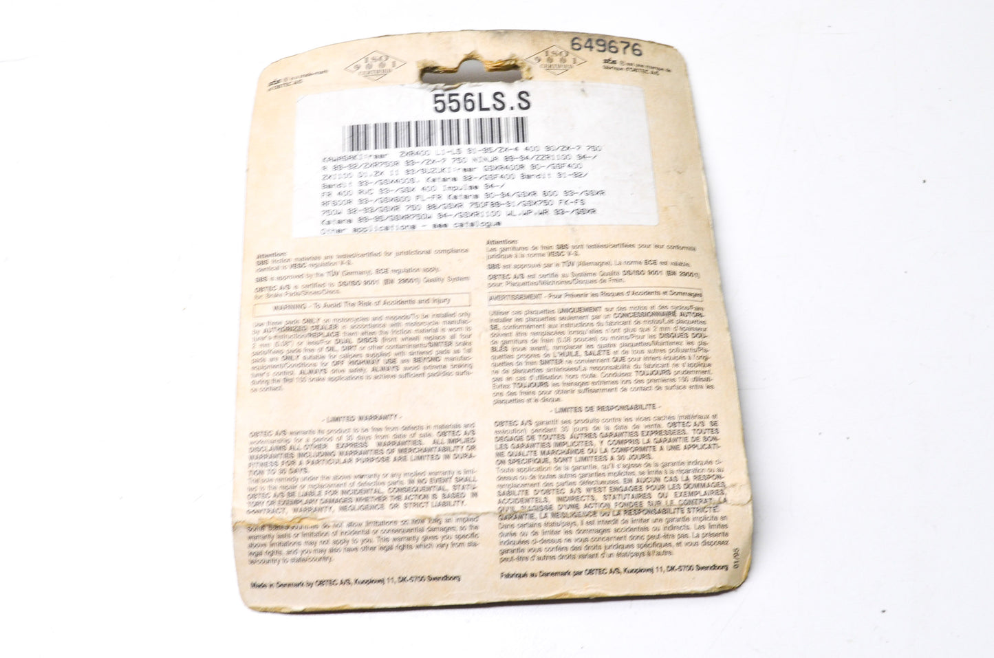 SBS FA95, 649676, 556LS.S Brake Pad Kit NOS