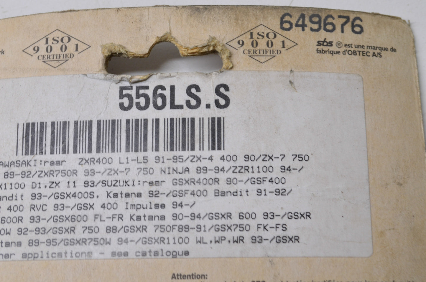 SBS FA95, 649676, 556LS.S Brake Pad Kit NOS