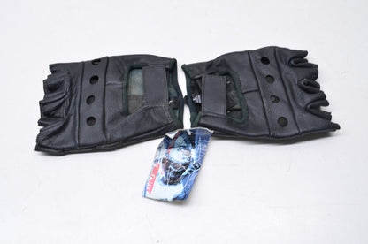 Texport Large Black Leather Fingerless Gloves NOS