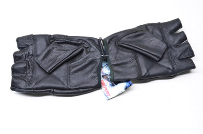 Texport Large Black Leather Fingerless Gloves NOS