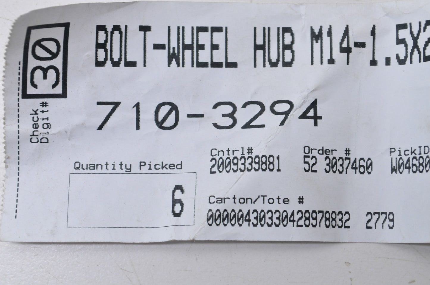 MTD 710-3294 Wheel Bolt NOS