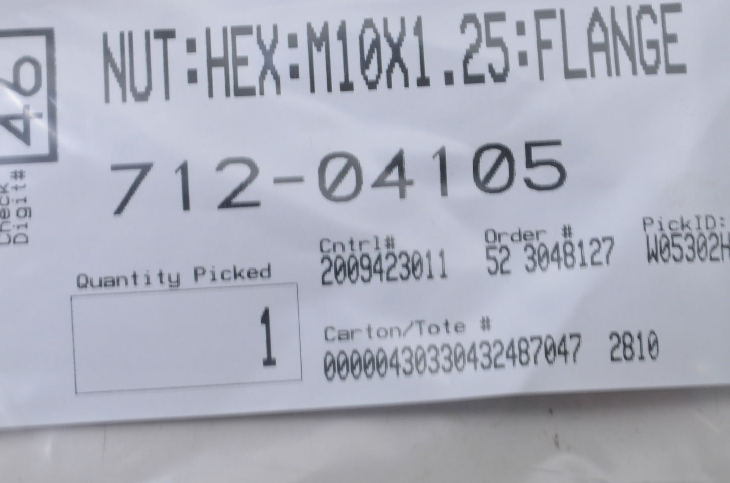 New MTD Hex Flange Nut M10X1.25 NOS